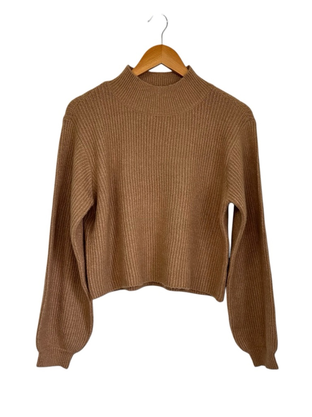 Saltwater Luxe Womens Quinn Ribbed Sweater Sz Medium Camel Long Sleeve